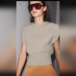 ZARA WOMAN Vest Gray 100% WOOL VEST WITH ARMPITS  SIZE Small